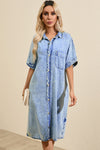 KaleaBoutique Loose Medium Wash Short Sleeve Shirt Chambray Dress - KaleaBoutique.com