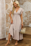 KaleaBoutique Lace V Neck Ruffled Sleeve Empire Waist Dress - KaleaBoutique.com