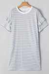 Ruffled Short Sleeve Crew Neck T Shirt Shift Mini Dress - KaleaBoutique.com