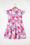 KaleaBoutique Floral Printed V Notched Ric Rac Flutter Sleeve Dress - KaleaBoutique.com