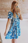 KaleaBoutique Ricrac Trim Split Neck Floral Loose Dress - KaleaBoutique.com