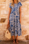 KaleaBoutique Boho Printed Short Sleeve Flare Tiered Dress - KaleaBoutique.com