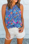 KaleaBoutique Stylish Floral Print Buttoned Neckline Tank Top - KaleaBoutique.com