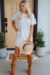 KaleaBoutique Ruffled Short Sleeve Crew Neck T Shirt Shift Mini Dress - KaleaBoutique.com