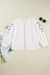 KaleaBoutique Floral Embroidered Bracelet Sleeve Shirt - KaleaBoutique.com