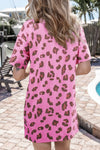 KaleaBoutique Stylish Comfortable Leopard Mineral Wash Side Pocket Shift Mini Dress - KaleaBoutique.com