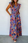 KaleaBoutique Boho Floral V Neck Ruffle Tiered Long Dress - KaleaBoutique.com