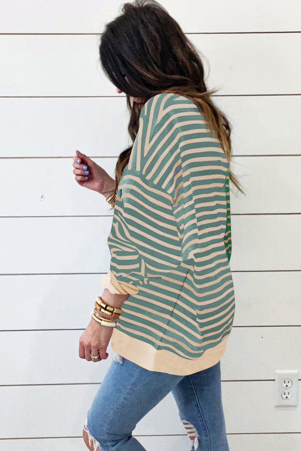 KaleaBoutique Colorblock Drop Shoulder Oversize Sweatshirt - KaleaBoutique.com