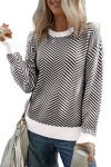 KaleaBoutique Contrast Edge Crew Neck Drop Shoulder Sweater - KaleaBoutique.com