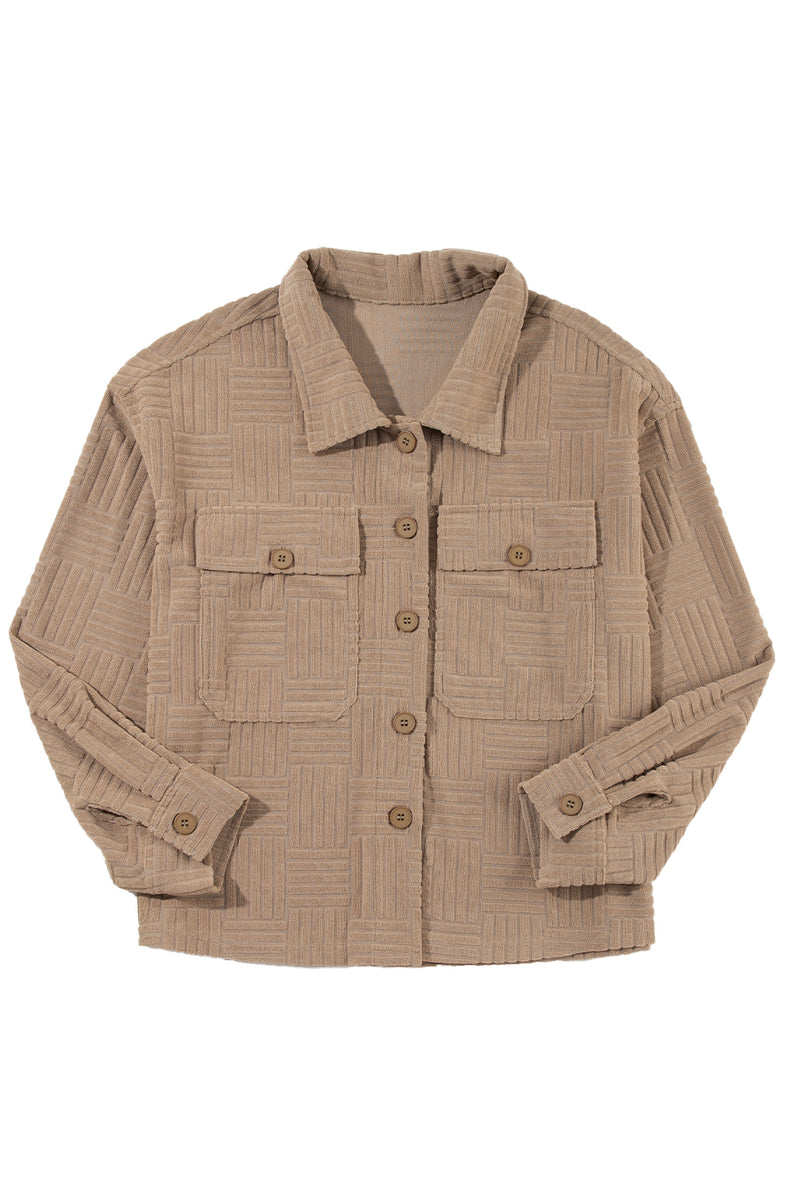 KaleaBoutique Textured Chest Pocket Button-Up Shacket - KaleaBoutique.com