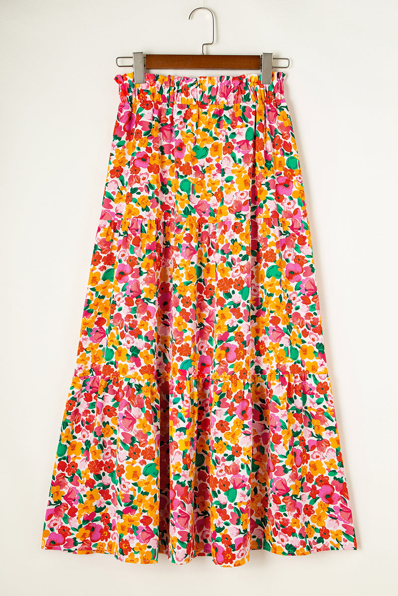 KaleaBoutique Beautiful Boho Floral Print Tiered Long Skirt - KaleaBoutique.com