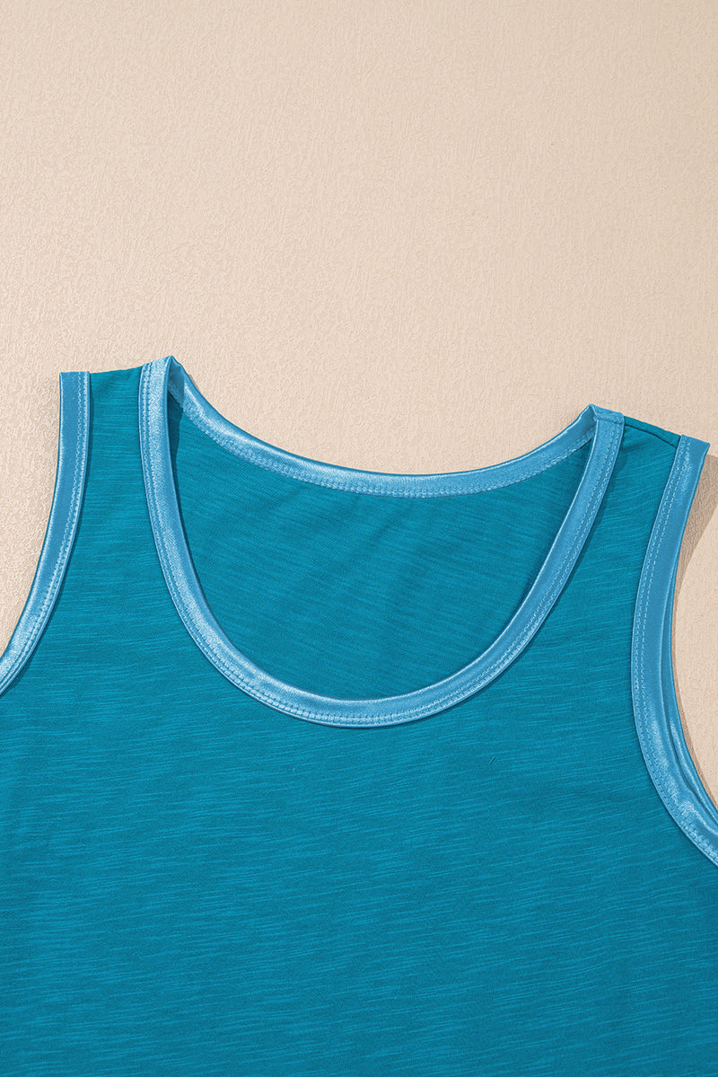 KaleaBoutique Metallic Sheen Edge Scoop Neck Tank Top - KaleaBoutique.com