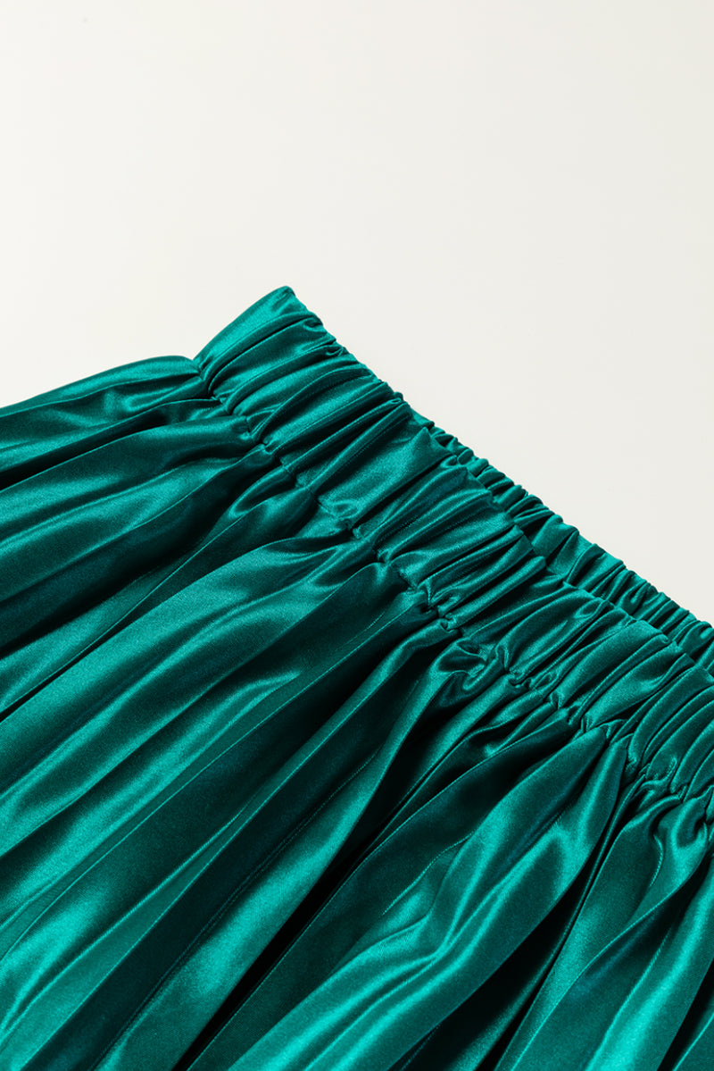 KaleaBoutique Satin Elastic Waist Pleated Maxi Skirt - KaleaBoutique.com