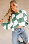 KaleaBoutique Checkered Bishop Sleeve Sweater - KaleaBoutique.com