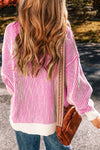 KaleaBoutique Striped Textured Knit Contrast Edge Loose Sweater - KaleaBoutique.com