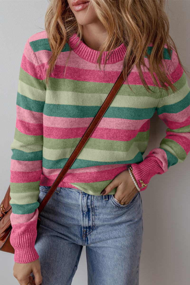 KaleaBoutique Color Block Ribbed Edge Round Neck Sweater - KaleaBoutique.com