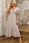 KaleaBoutique Lace V Neck Ruffled Sleeve Empire Waist Dress - KaleaBoutique.com