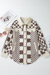 KaleaBoutique Checkered Print Patchwork Corduroy Shacket - KaleaBoutique.com