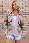 KaleaBoutique Western Aztec Print Sherpa Splicing Buttoned Flap Pocket Coat - KaleaBoutique.com