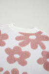 KaleaBoutique Textured Flower Drop Shoulder Loose Sweater - KaleaBoutique.com