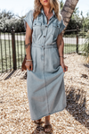 KaleaBoutique Short Batwing Sleeve Slit Back Denim Dress - KaleaBoutique.com