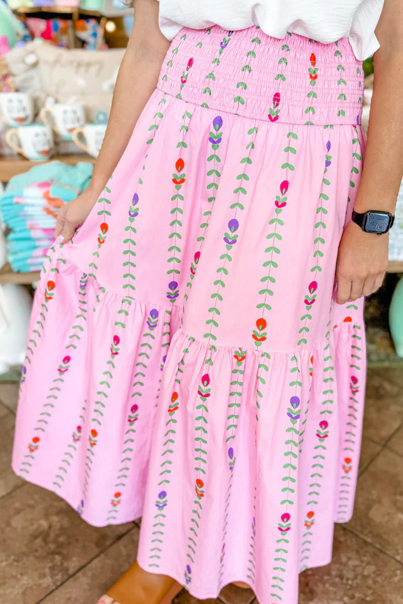 KaleaBoutique Printed Smocked Tiered Maxi Skirt - KaleaBoutique.com