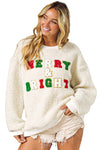 KaleaBoutique Christmas MERRY & Bright Chenille Graphic Sherpa Sweatshirt - KaleaBoutique.com