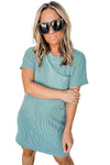 KaleaBoutique Stylish Striped Ribbed Knit T-shirt Shift Dress - KaleaBoutique.com