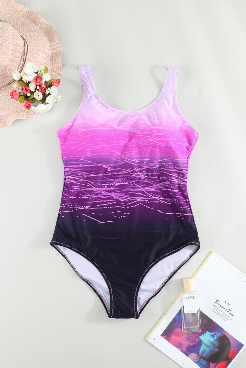 KaleaBoutique Stylish Gradient Criss-Cross Back One Piece Swimsuit