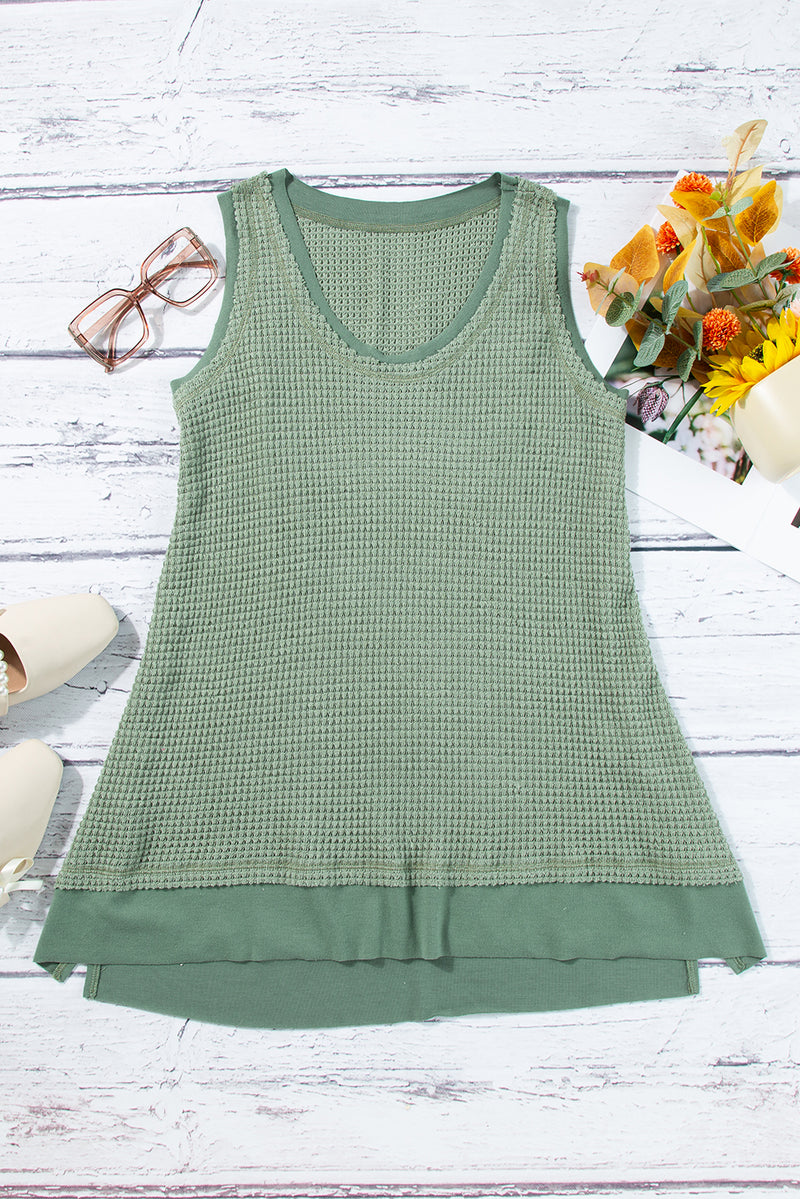 Scoop Neck Waffle Knit Flowy Vest - KaleaBoutique.com