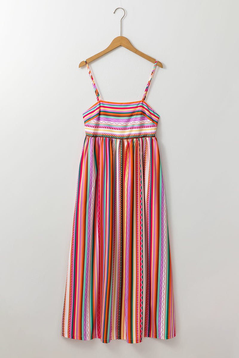 KaleaBoutique Striped Thin Straps Smocked Back Boho Maxi Dress - KaleaBoutique.com