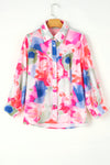 KaleaBoutique Abstract Printed Lantern Sleeve Frilled Button Front Collared Shirt - KaleaBoutique.com