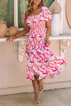 KaleaBoutique Brush Stroke Printed Smocked Ruffle Tiered Dress - KaleaBoutique.com