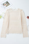 KaleaBoutique Geometric Lace Buttoned Decor Long Sleeve Blouse - KaleaBoutique.com