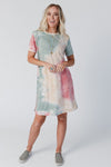 KaleaBoutique Comfortable Summer Tie Dye Oversized Slit Tee Dress - KaleaBoutique.com