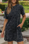 Vintage Washed Leopard T-Shirt Dress with Pockets - KaleaBoutique.com