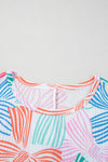 KaleaBoutique Stylish Bowknot Printed Waffle Crewneck Loose Short Sleeve Top - KaleaBoutique.com