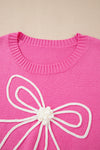 KaleaBoutique Corded Flower Bow Ribbed Trim Casual Sweater - KaleaBoutique.com