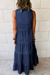 KaleaBoutique Sleeveless Tiered Chambray Maxi Dress - KaleaBoutique.com