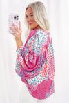 KaleaBoutique Floral Allover Print Buttoned V Neck Oversized Shirt - KaleaBoutique.com