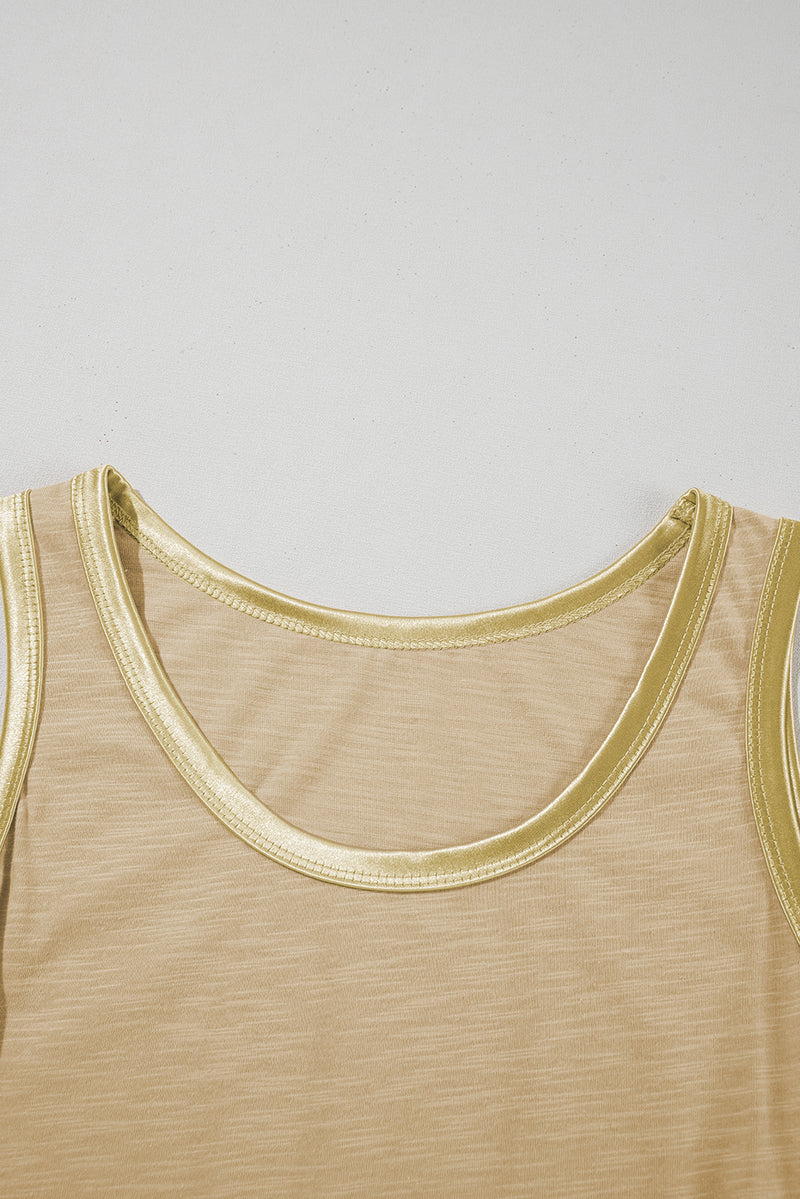 Metallic Sheen Edge Scoop Neck Tank Top - KaleaBoutique.com