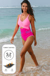 KaleaBoutique Stylish Ric Rac Trim Contrasted Patchwork Cutout One Piece Swimsuit - KaleaBoutique.com