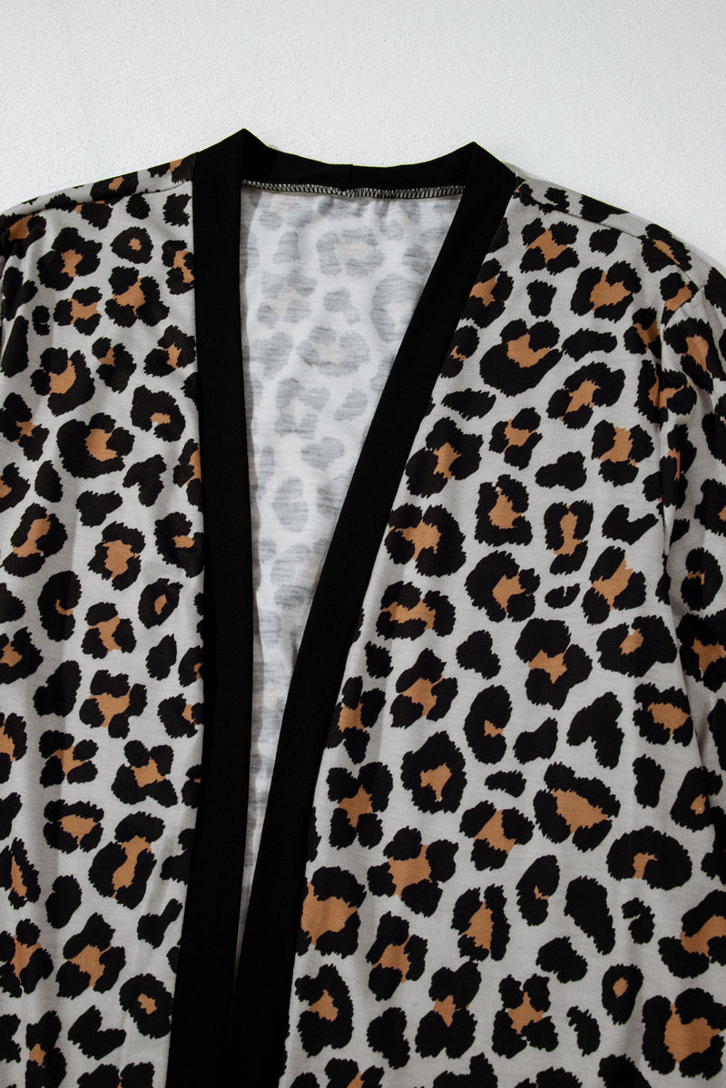 Leopard Patched Pocket Open Front Cardigan - KaleaBoutique.com