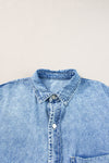 KaleaBoutique Loose Medium Wash Short Sleeve Shirt Chambray Dress - KaleaBoutique.com