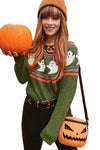 KaleaBoutique Halloween Ghost Pattern Drop Shoulder Sweater - KaleaBoutique.com