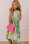 KaleaBoutique Floral Puff Sleeve Collar Buttoned Babydoll Dress - KaleaBoutique.com