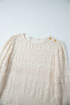 KaleaBoutique Geometric Lace Buttoned Decor Long Sleeve Blouse - KaleaBoutique.com