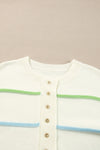 KaleaBoutique Rainbow Stripes Drop Shoulder Baggy Henley Sweater - KaleaBoutique.com