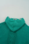 KaleaBoutique Cable Knit V Neck Contrast Drawstring Hooded Sweater - KaleaBoutique.com