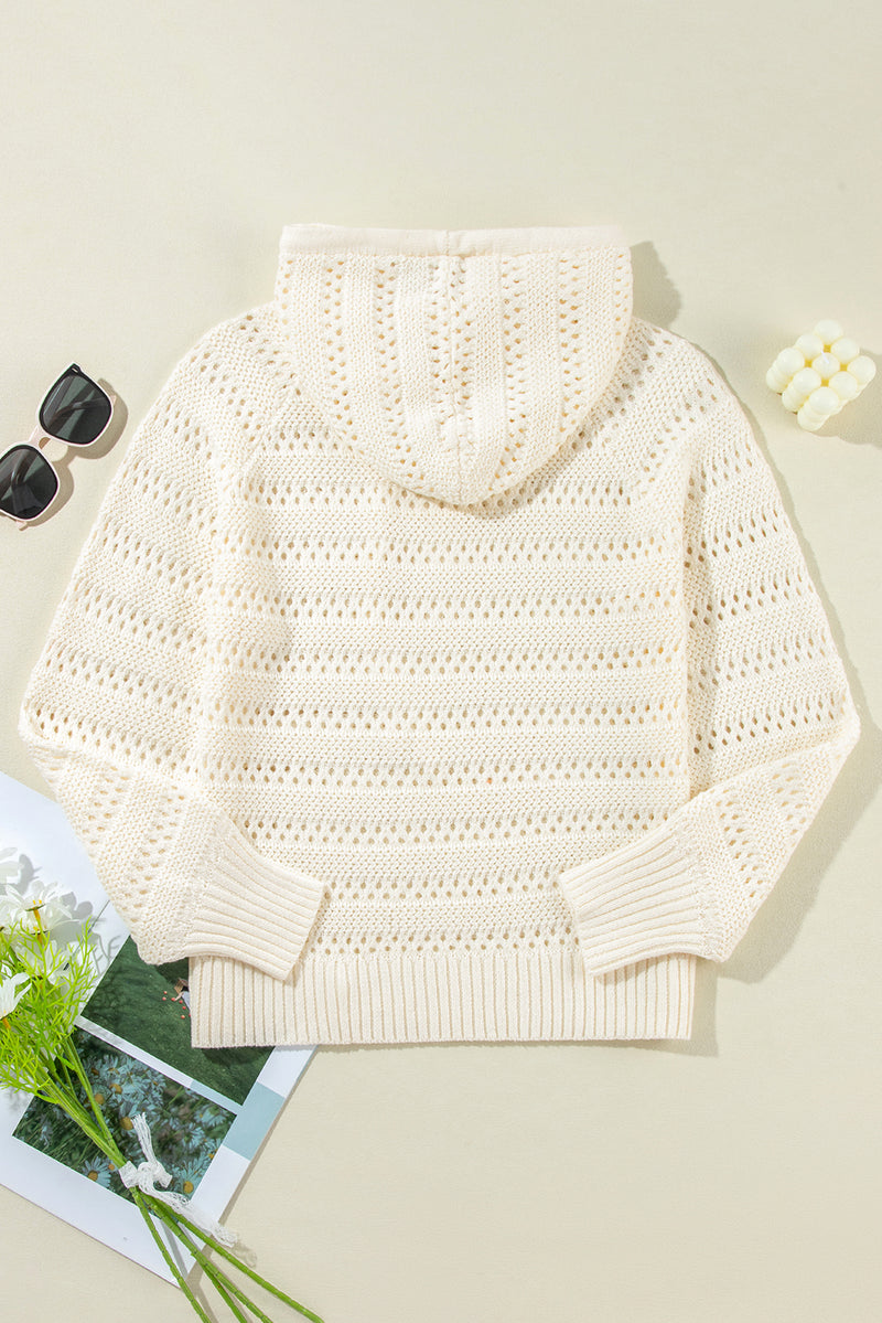 KaleaBoutique Pointelle Knit Raglan Sleeve Hooded Sweater - KaleaBoutique.com